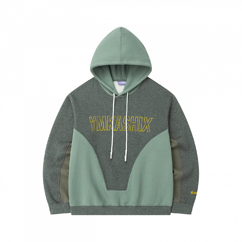 Худи YMKA SHIX "HTF" Three Color Block серый / зеленый