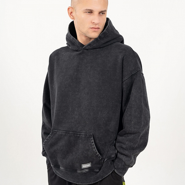 Худи KUL'TURA oversize "Premium" garment dyed черный