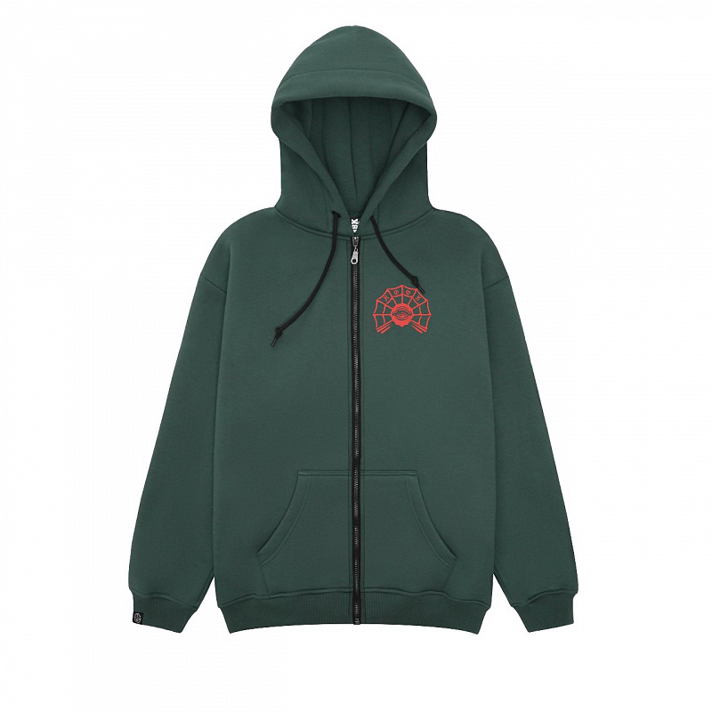 Худи HOOK зип «Паук» зеленый