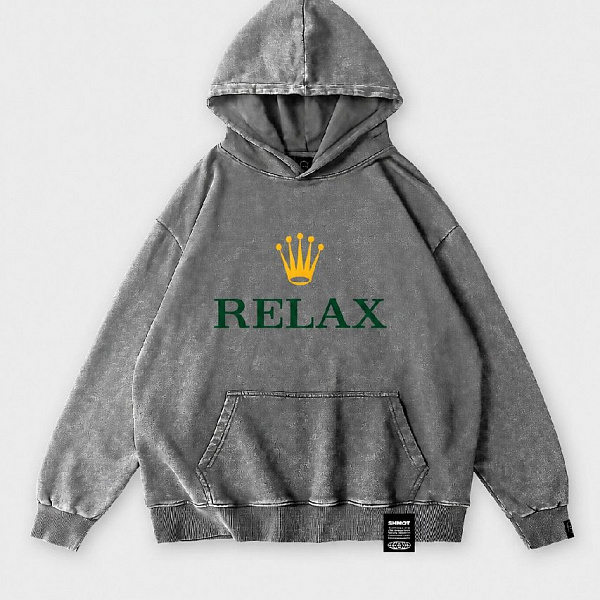 Худи SHMOT "ROLEX", GARMENT DYE серый