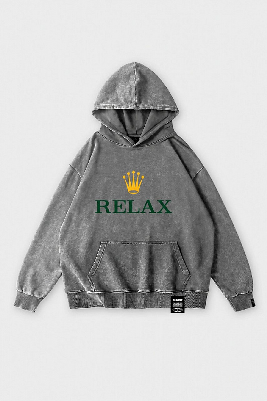 Худи SHMOT "ROLEX", GARMENT DYE серый