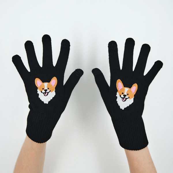 Перчатки ST.FRIDAY с вышивкой Собака-улыбака