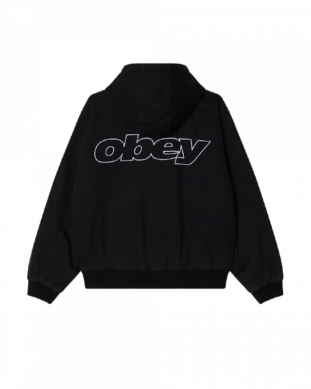 Куртка OBEY RANDY ZIP UP HOOD BLACK FADED WASH