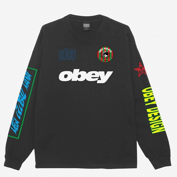 Лонгслив OBEY MEGA GLOBAL MANIA PIGMENT TRUE VINTAGE BLACK