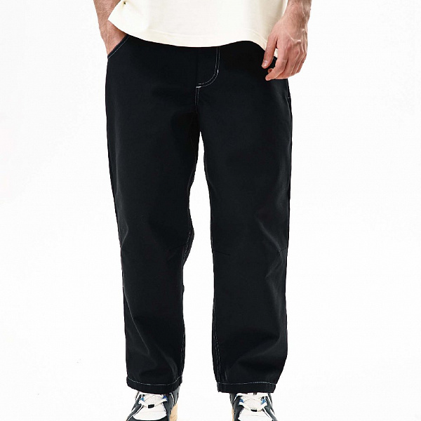 Брюки THE BAD FRIENDS Baggy jeans канвас черный белая строчка