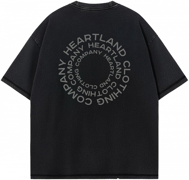 Футболка HEARTLAND CIRCLE BLACK GARMENT DYED 275G