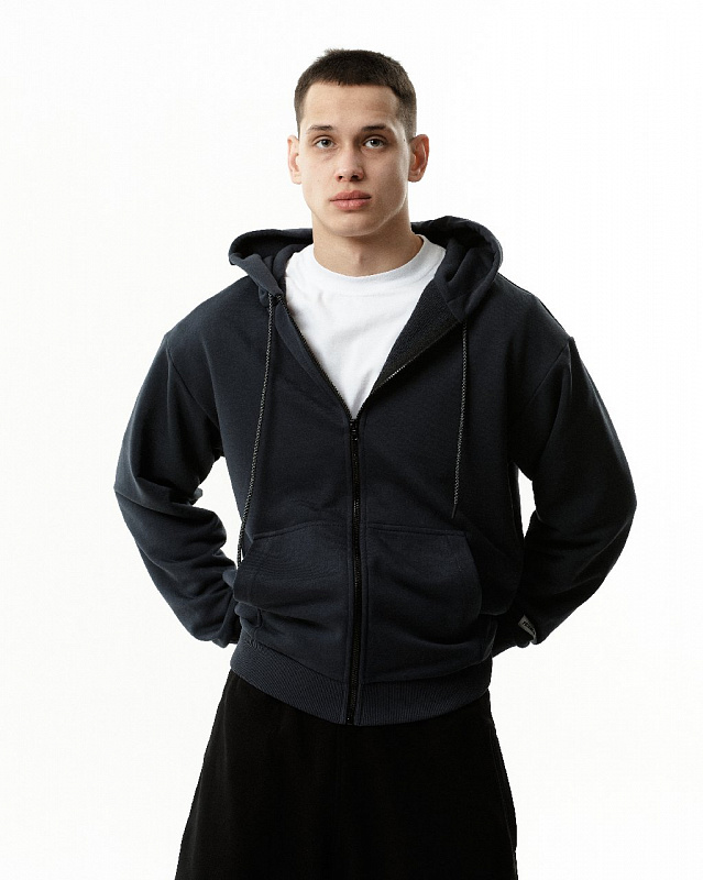 Худи THE BAD FRIENDS на молнии оверсайз Basic графит