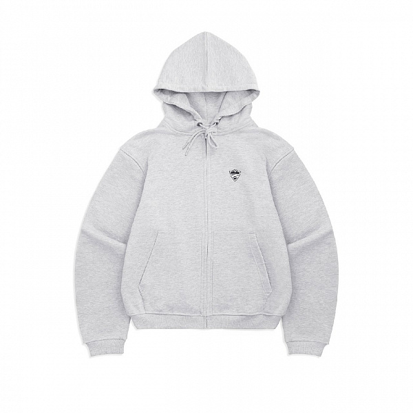 Худи Питерский щит на молнии "Лого" серый меланж