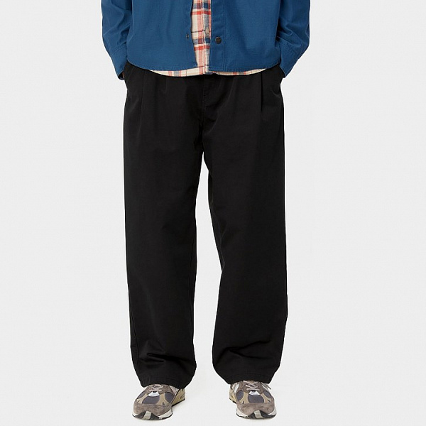 Брюки CARHARTT WIP чино Marv Pant (Loose fit) BLACK (STONE WASHED)