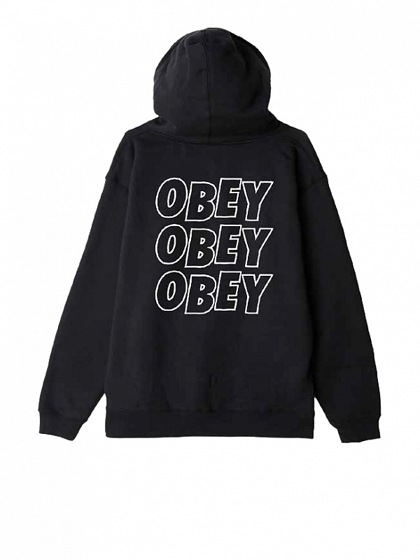 Толстовка OBEY с капюшоном на молнии OBEY JUMBLE LO - FI BLACK
